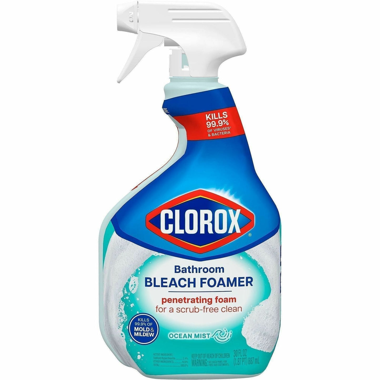 Clorox Disinfecting Bathroom Foamer with Bleach, 30 fl oz (0.9 quart), Ocean Mist Scent (CLO30614EA)
