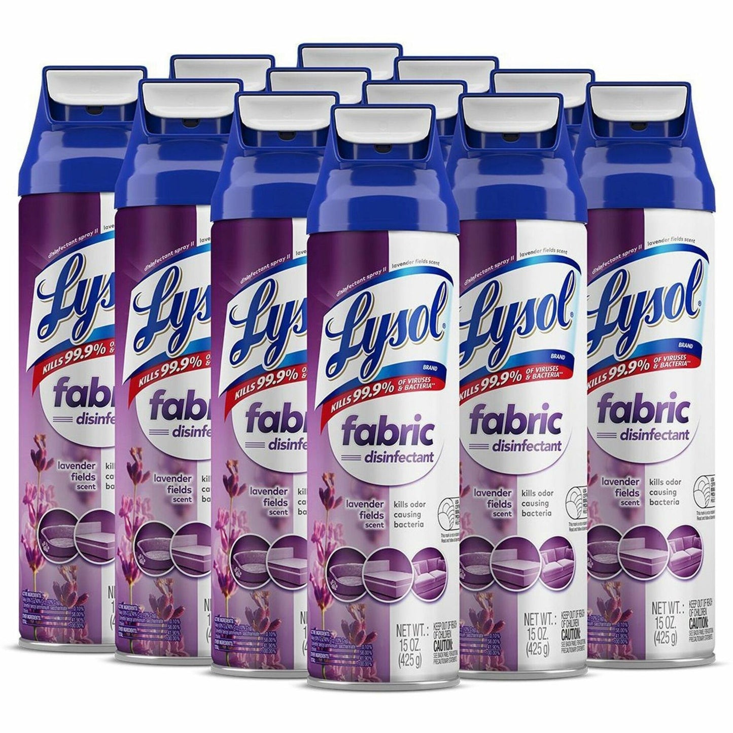 Lysol Fabric Disinfectant Spray, 15 fl oz, Lavender Fields Scent, 12/Carton (RAC94121CT)