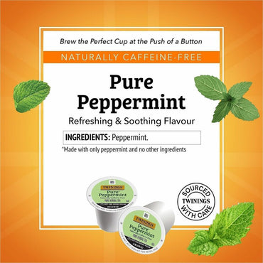 Twinings of London Pure Peppermint Herbal Tea K-Cup, 0.1 oz, 24/Box (TWG08760)