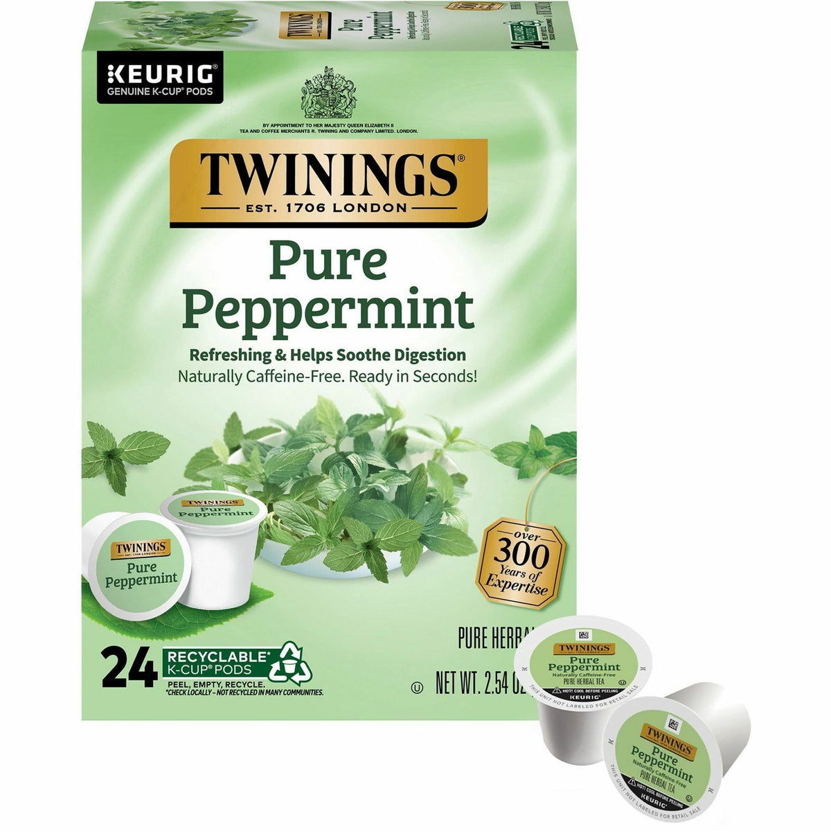Twinings of London Pure Peppermint Herbal Tea K-Cup, 0.1 oz, 24/Box (TWG08760)