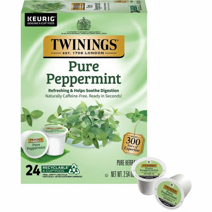 Twinings of London Pure Peppermint Herbal Tea K-Cup, 0.1 oz, 24/Box (TWG08760)