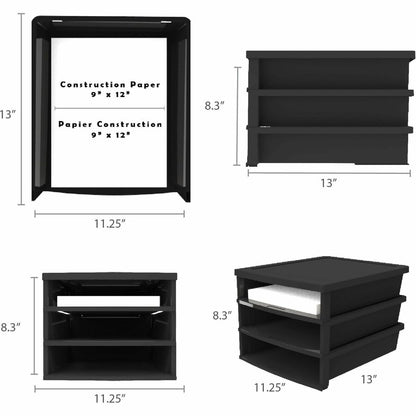 Storex Quick Stack Construction Paper Sorter, 500 x Sheet, 3 Compartments, 8.40" x 11.25" x 13" (STX61642U01C)