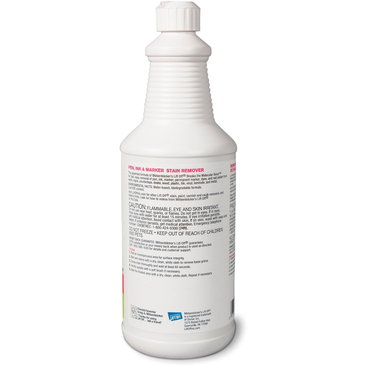 MÃ¶tsenbÃ¶cker's Lift Off Pen/Ink/Marker Stain Remover, 32 fl oz (1 quart) (MOT40903EA)