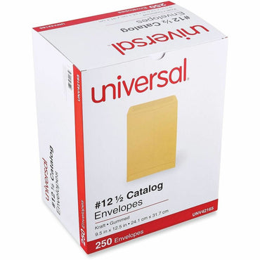 Universal Envelope, Catalog, #12 1/2, 28 lb, Gummed, Brown Kraft, Kraft Paper, 250/Box (UNV42165)