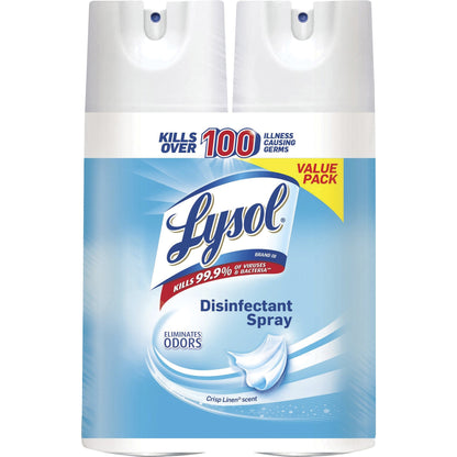 Lysol Crisp Linen Disinfectant Spray, 12.5 fl oz (0.4 quart), Crisp Linen Scent, 2/Pack (RAC89946PK)