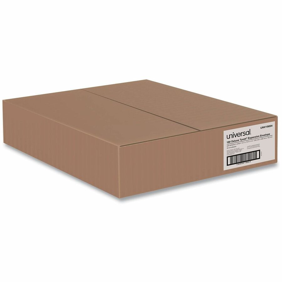 Universal Mailer, #15 1/2, 18 lb, Self Adhesive, White, Tyvek, 50/Carton (UNV19004)