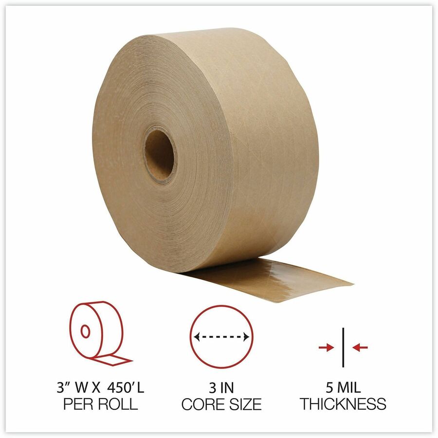 Universal Packaging Tape, 150 yd Length x 3" x 5 mil Thickness, 3" Core, Brown, Kraft/Glass Fiber Backing, 10/Carton (UNV44HD007)