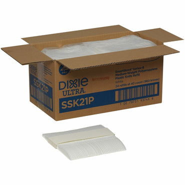 Dixie SmartStock Plastic Cutlery Refill, Series-B, Mediumweight Knife, White, 40/Pack, 24 Packs/Carton (DXESSK21P)
