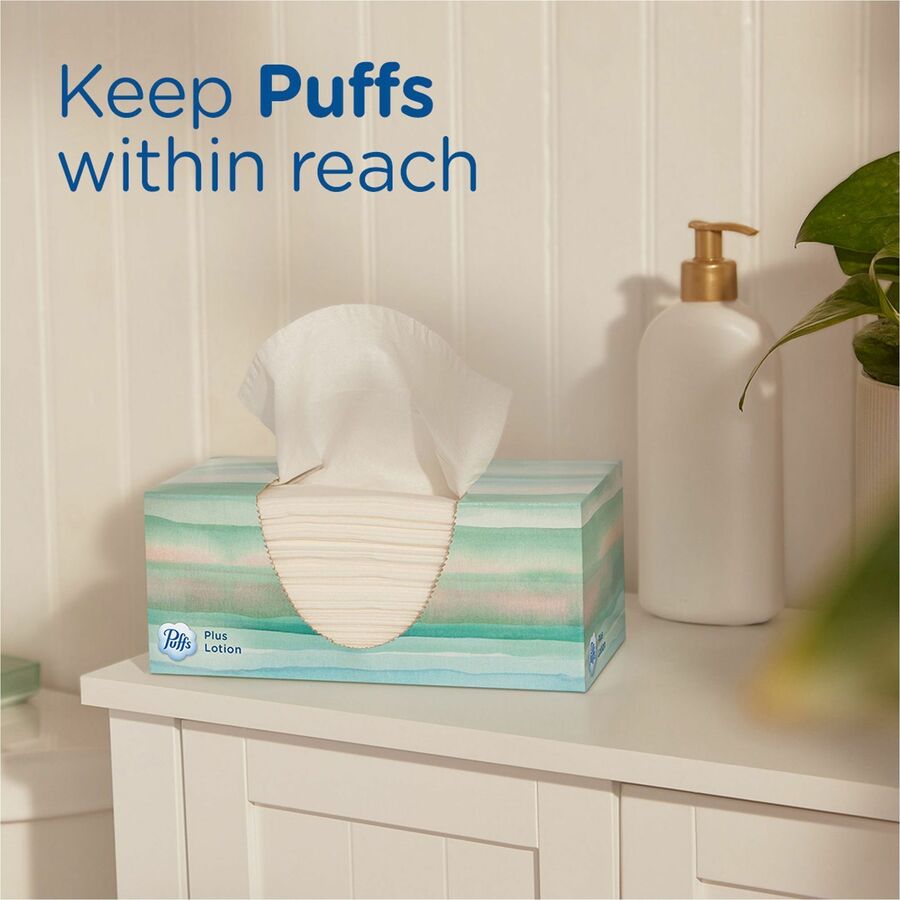 Puffs Plus Lotion Facial Tissue, 2 Ply, 8.20" x 8.40", White, 124/Box, 6/Pack (PGC39383PK)