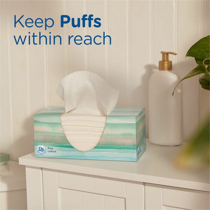 Puffs Plus Lotion Facial Tissue, 2 Ply, 8.20" x 8.40", White, 124/Box, 6/Pack (PGC39383PK)
