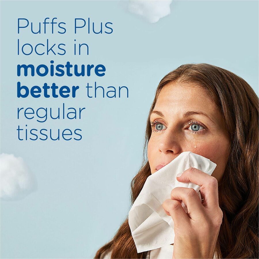 Puffs Plus Lotion Facial Tissue, 2 Ply, 8.20" x 8.40", White, 124/Box, 6/Pack (PGC39383PK)