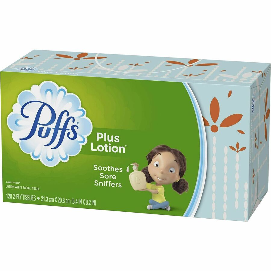 Puffs Plus Lotion Facial Tissue, 2 Ply, 8.20" x 8.40", White, 124/Box, 6/Pack (PGC39383PK)