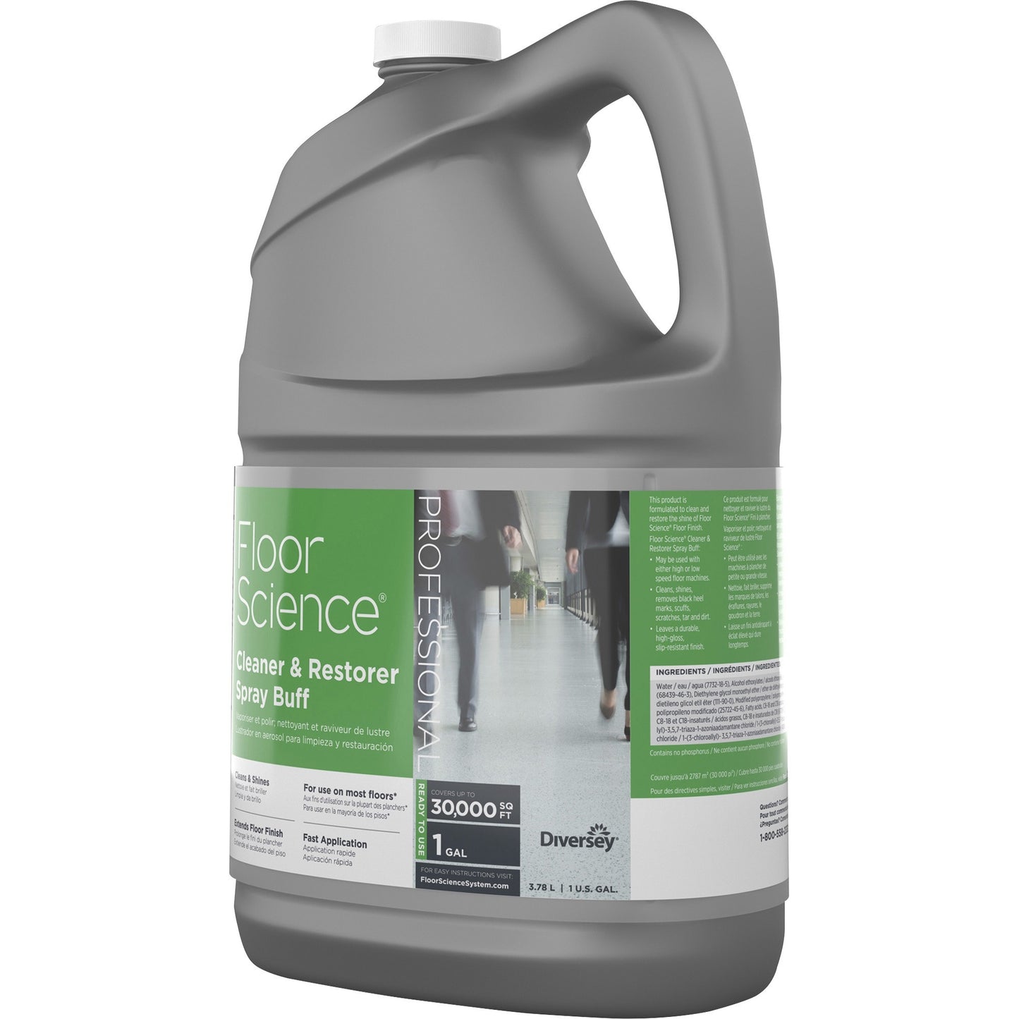 Diversey Floor Science Cleaner Spray Buff, Ready-To-Use, 128 fl oz (4 quart), Characteristic Scent (DVOCBD540458EA)