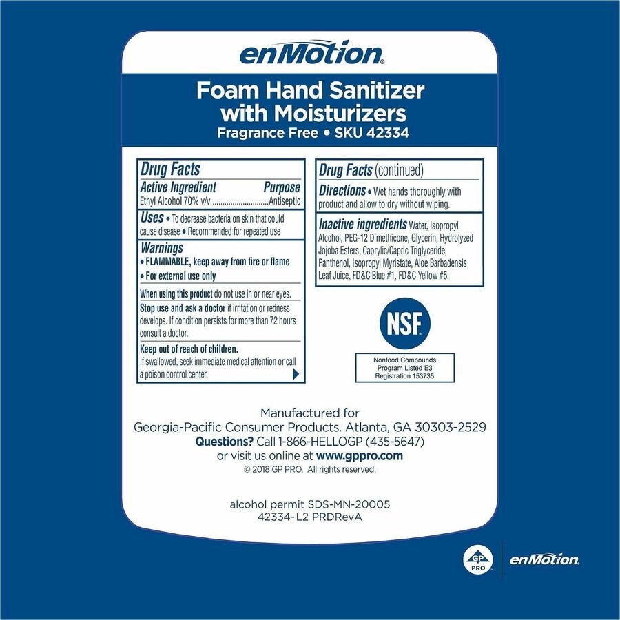 enMotion Hand Sanitizer Foam Refill, 1.06 quart (GPC42334EA)