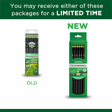 Ticonderoga No. 2 Pencils, Black Lead, #2, Black Wood Barrel, 24/Box (DIX13926)