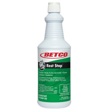 Betco Rest Stop Restroom Disinfectant, Ready-To-Use, 32 fl oz, 1 oz, Citrus Floral, Fresh Scent, 12/Carton (BET0701200)