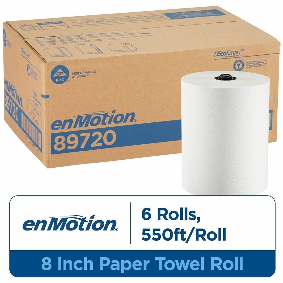 enMotion Paper Towel Rolls, 8 1/4" x 550', 1 Ply, 1 3/4" Core, 6/Carton (GPC89720)