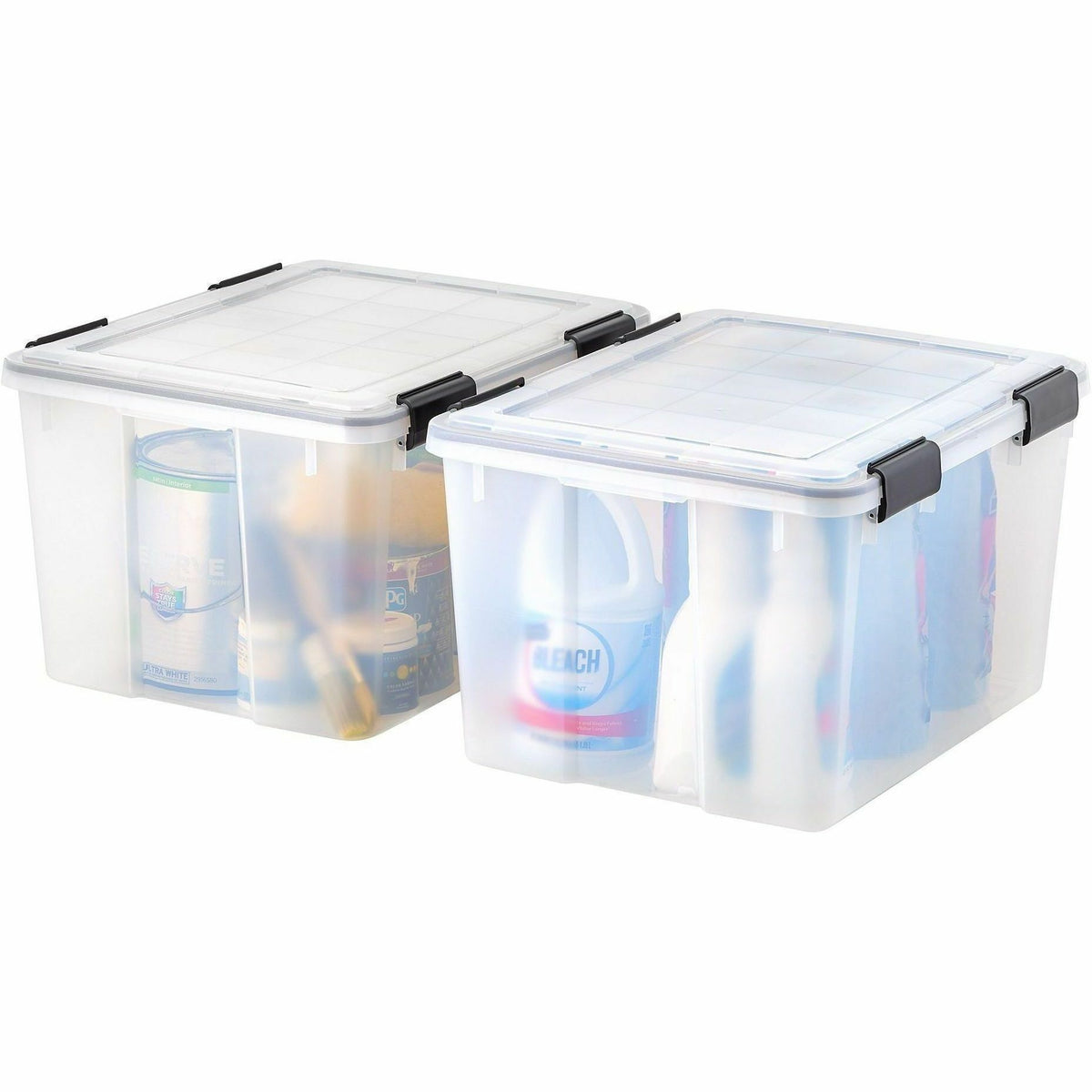 IRIS Weathertight Storage Box, 46 Quarts, 11 4/5"H x 15 4/5"W x 19 7/10"D, Clear, 40 lb, 11.65 gal, Latch Closure (IRS110450)