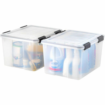 IRIS Weathertight Storage Box, 46 Quarts, 11 4/5"H x 15 4/5"W x 19 7/10"D, Clear, 40 lb, 11.65 gal, Latch Closure (IRS110450)