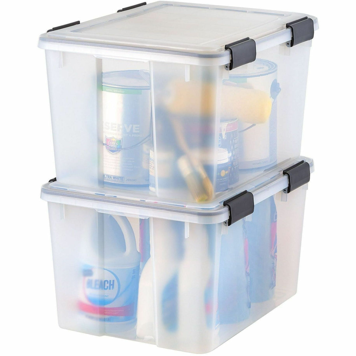 IRIS Weathertight Storage Box, 46 Quarts, 11 4/5"H x 15 4/5"W x 19 7/10"D, Clear, 40 lb, 11.65 gal, Latch Closure (IRS110450)