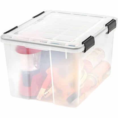 IRIS Weathertight Storage Box, 46 Quarts, 11 4/5"H x 15 4/5"W x 19 7/10"D, Clear, 40 lb, 11.65 gal, Latch Closure (IRS110450)