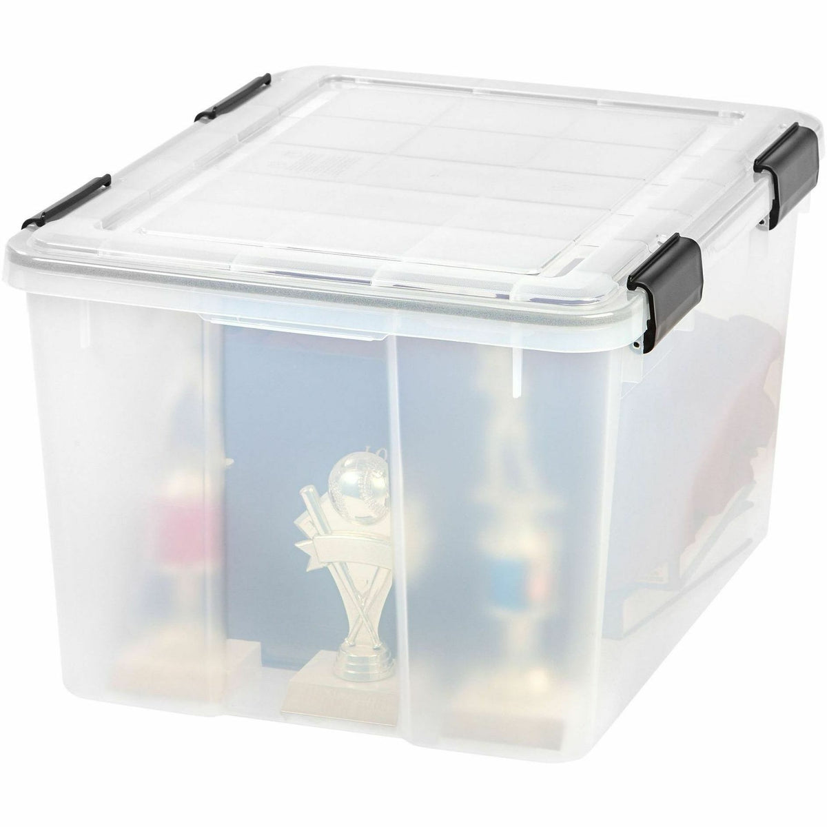 IRIS Weathertight Storage Box, 46 Quarts, 11 4/5"H x 15 4/5"W x 19 7/10"D, Clear, 40 lb, 11.65 gal, Latch Closure (IRS110450)