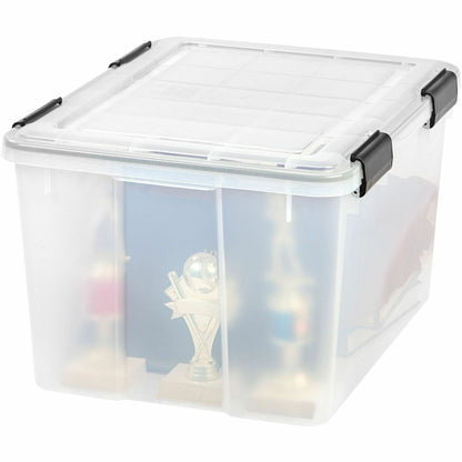 IRIS Weathertight Storage Box, 46 Quarts, 11 4/5"H x 15 4/5"W x 19 7/10"D, Clear, 40 lb, 11.65 gal, Latch Closure (IRS110450)
