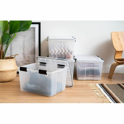 IRIS Weathertight Storage Box, 46 Quarts, 11 4/5"H x 15 4/5"W x 19 7/10"D, Clear, 40 lb, 11.65 gal, Latch Closure (IRS110450)