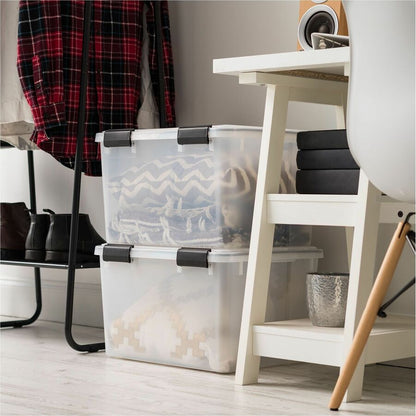 IRIS Weathertight Storage Box, 46 Quarts, 11 4/5"H x 15 4/5"W x 19 7/10"D, Clear, 40 lb, 11.65 gal, Latch Closure (IRS110450)