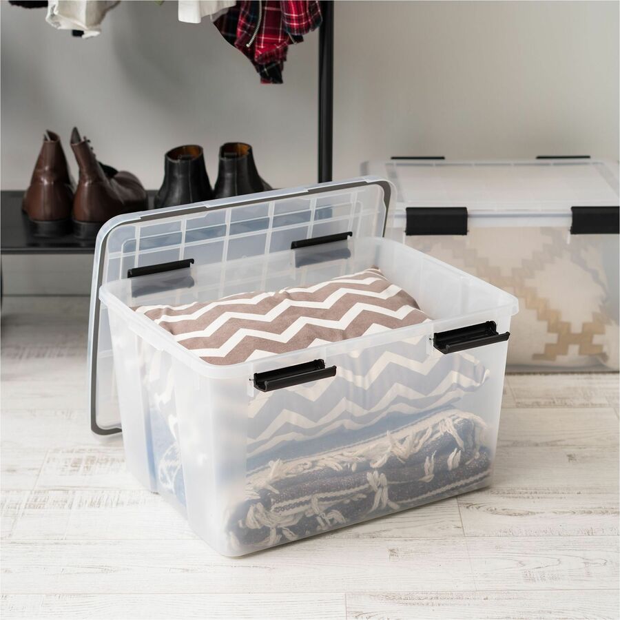 IRIS Weathertight Storage Box, 46 Quarts, 11 4/5"H x 15 4/5"W x 19 7/10"D, Clear, 40 lb, 11.65 gal, Latch Closure (IRS110450)