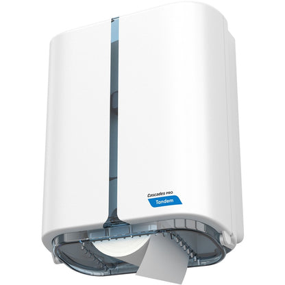 Cascades PRO Tandem Jumbo Toilet Paper Dispenser, 1 x Roll, 13.8" x 10.8" x 5.6", White (CSDC383)