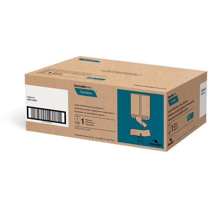 Cascades PRO Tandem Jumbo Toilet Paper Dispenser, 1 x Roll, 13.8" x 10.8" x 5.6", White (CSDC383)
