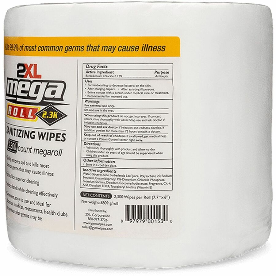 2XL Mega Roll Sanitizing Wipes, White, 1 Roll (TXL422RL)