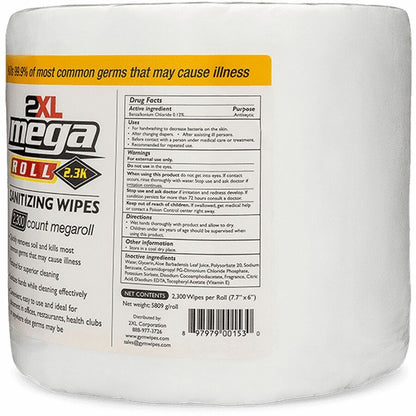 2XL Mega Roll Sanitizing Wipes, White, 1 Roll (TXL422RL)