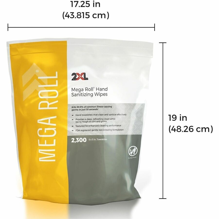 2XL Mega Roll Sanitizing Wipes, White, 1 Roll (TXL422RL)