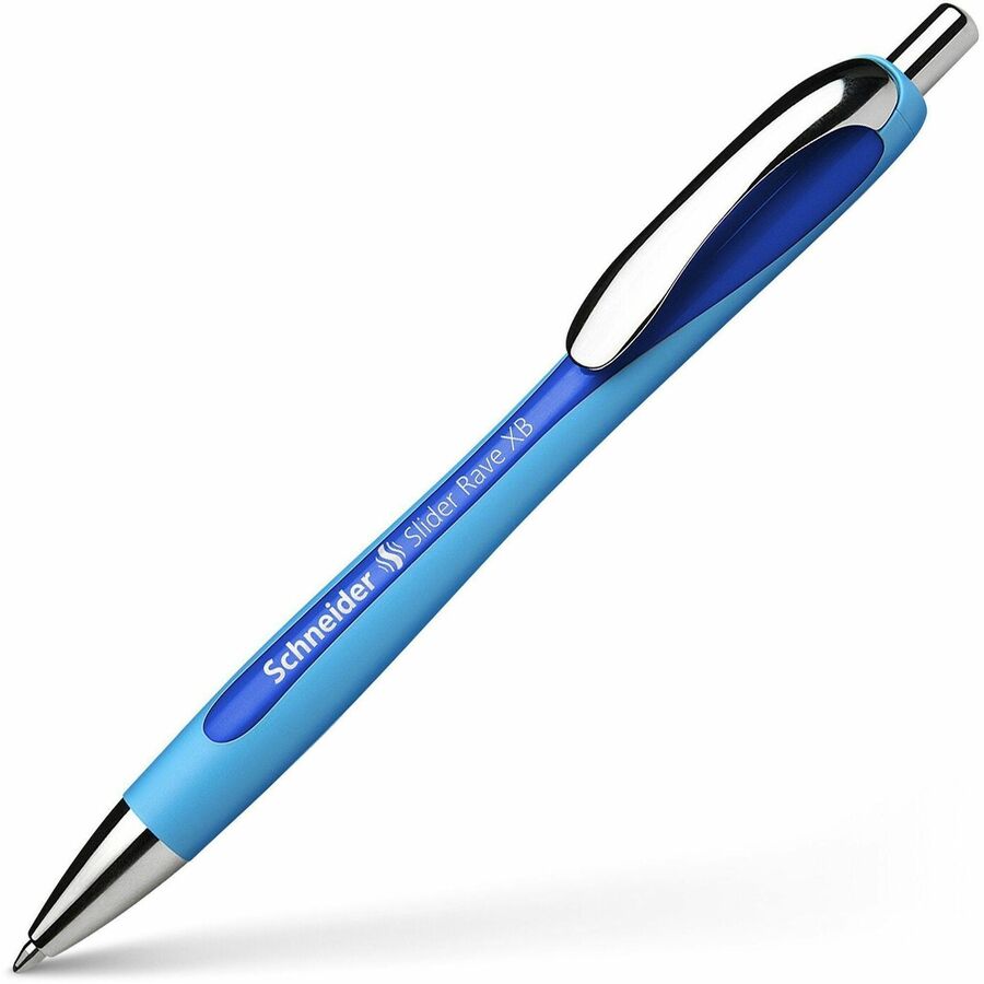 Schneider Slider Rave XB Ballpoint Pen, Retractable, Blue Ink, Blue Rubberized, Light Blue Barrel, 5/Pack (RED132503PK)