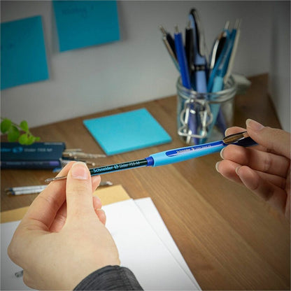 Schneider Slider Rave XB Ballpoint Pen, Retractable, Blue Ink, Blue Rubberized, Light Blue Barrel, 5/Pack (RED132503PK)