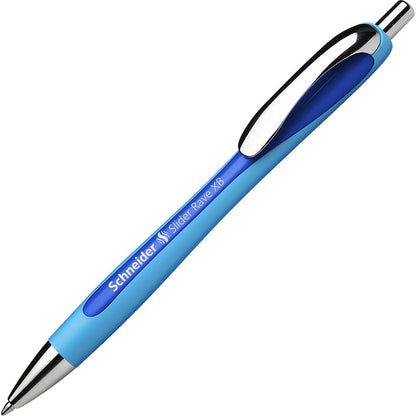 Schneider Slider Rave XB Ballpoint Pen, Retractable, Blue Ink, Blue Rubberized, Light Blue Barrel, 5/Pack (RED132503PK)
