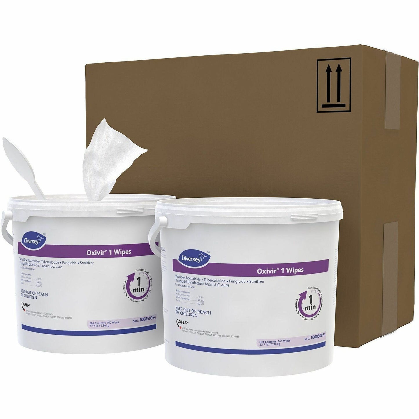 Diversey One-Step Ready-to-Use Hospital Disinfectant Cleaner Wipe, Cherry Almond Scent (DVO100850924EA)
