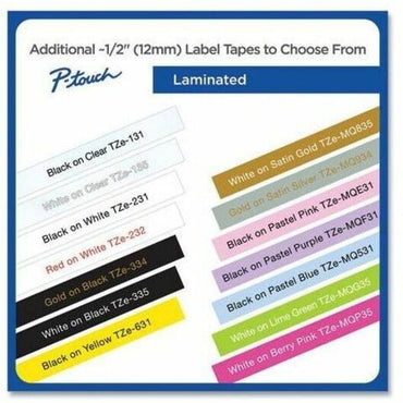 Brother TZe Series Standard Adhesive Laminated Labeling Tape, 0.5", Black on White, 4/Pack (BRTTZE2314PKB)