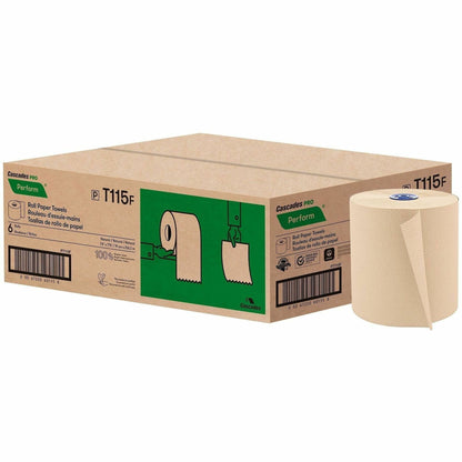 Cascades PRO Roll Towels for Tandem, 775', 1 Ply, 7.50" x 775', Natural, Fiber Paper, 6/Carton (CSDT115)