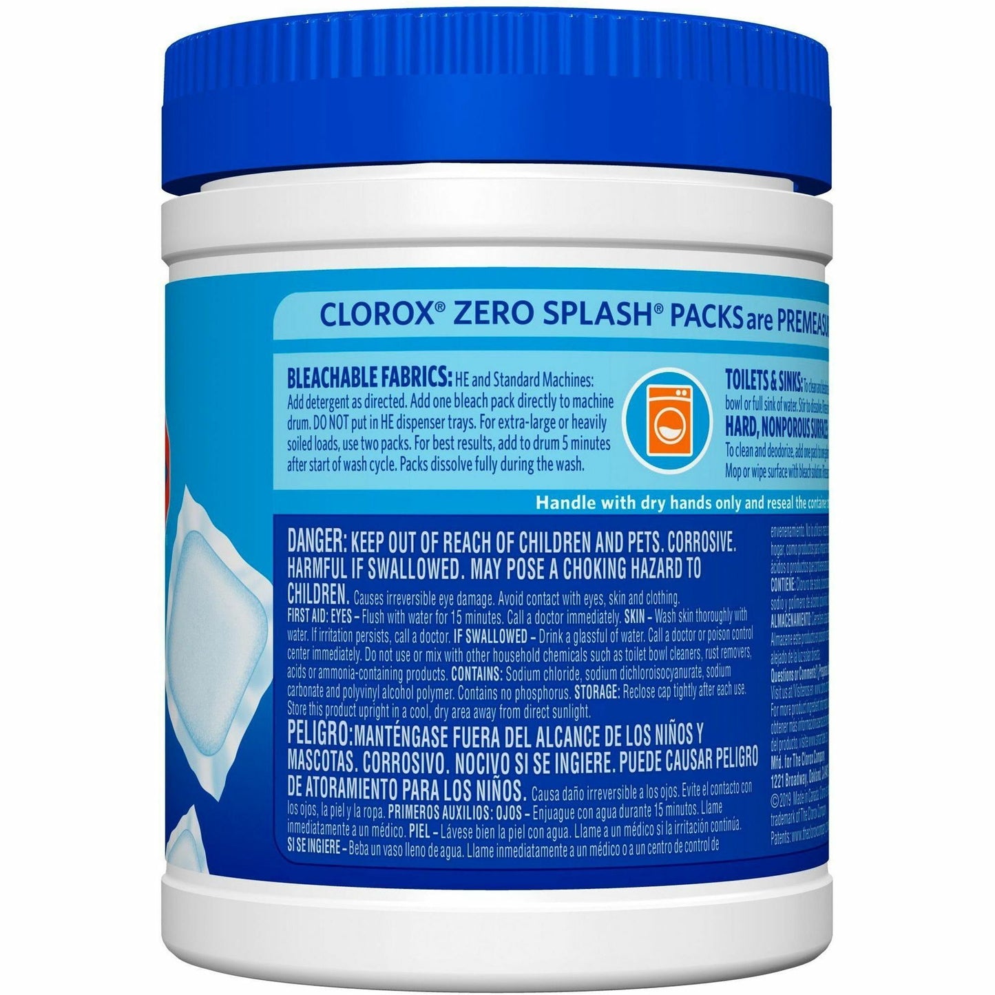 Clorox Zero Splash Bleach Packs, 12/Tub (CLO31371EA)