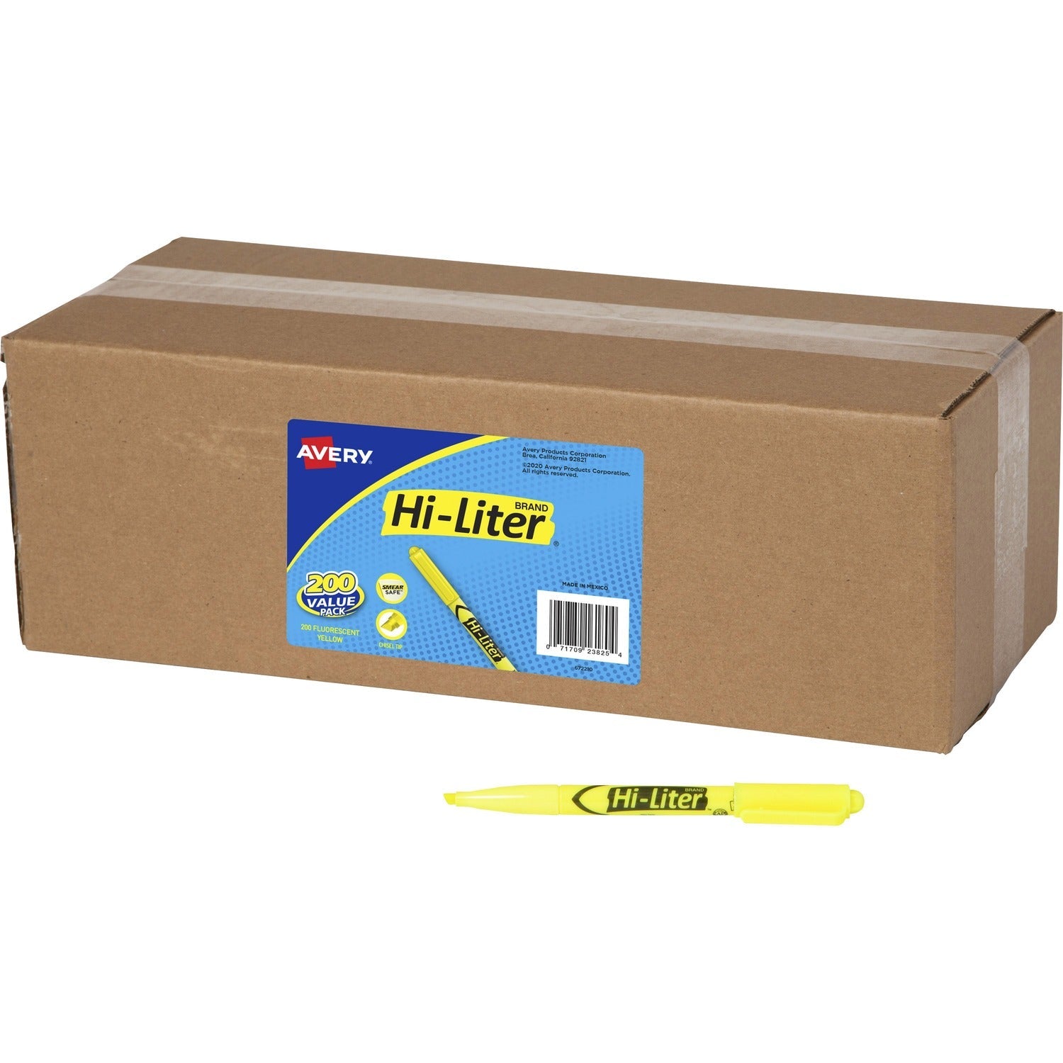 avery-pen-style-highlighters-chisel-marker-point-style-fluorescent-yellow-200-carton-num-ave23825_1