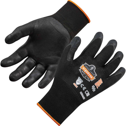 Ergodyne ProFlex 7001 Nitrile-Coated Gloves, EN388: 4121X, 8.25" Long, Small, Black, Pair (EGO17952)
