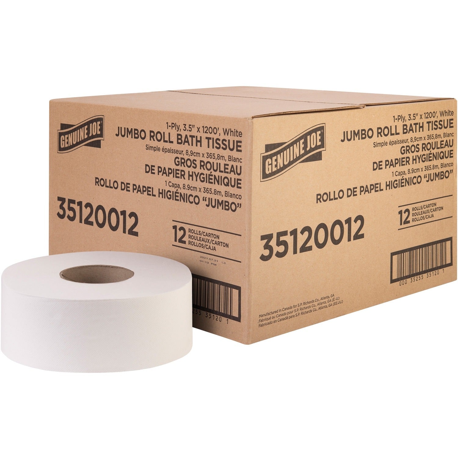 genuine-joe-1-ply-jumbo-roll-bath-tissue-1-ply-3-63-x-1200-ft-8-88-roll-diameter-white-fiber-sewer-safe-num-gjo35120012_1