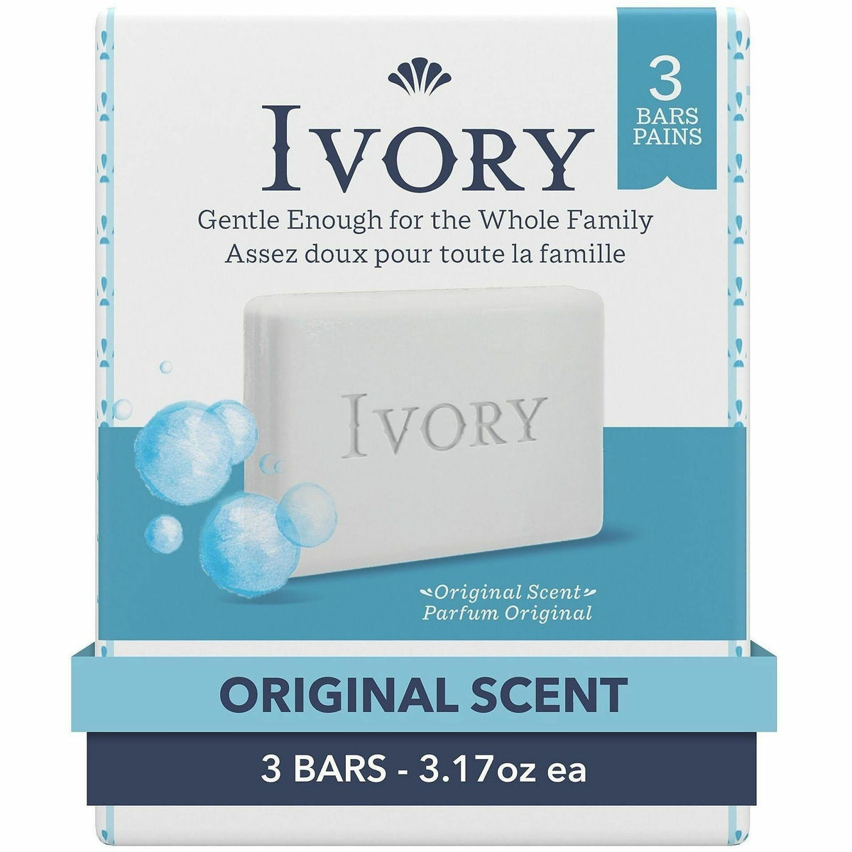 Ivory Bar Soap, Ivory-clean Scent, 3.10 oz, 3/Pack (PGC12364)