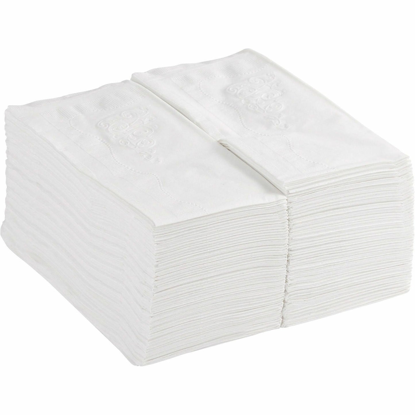 Dixie Dinner Napkin, 2 Ply, 1/8 Fold, 15" x 16", Scrollwork Pattern, White, 126/Pack (GPC34440PK)