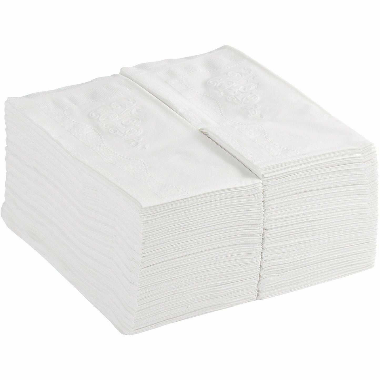 Dixie Dinner Napkin, 2 Ply, 1/8 Fold, 15" x 16", Scrollwork Pattern, White, 126/Pack (GPC34440PK)