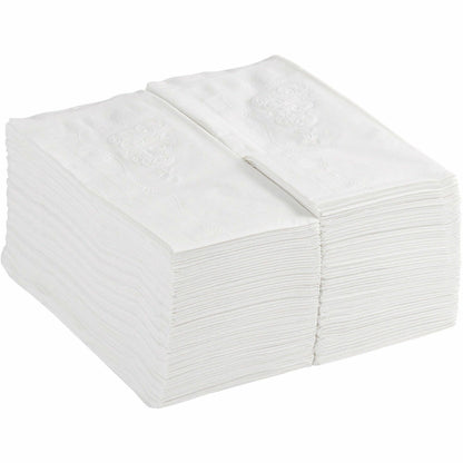 Dixie Dinner Napkin, 2 Ply, 1/8 Fold, 15" x 16", Scrollwork Pattern, White, 126/Pack (GPC34440PK)