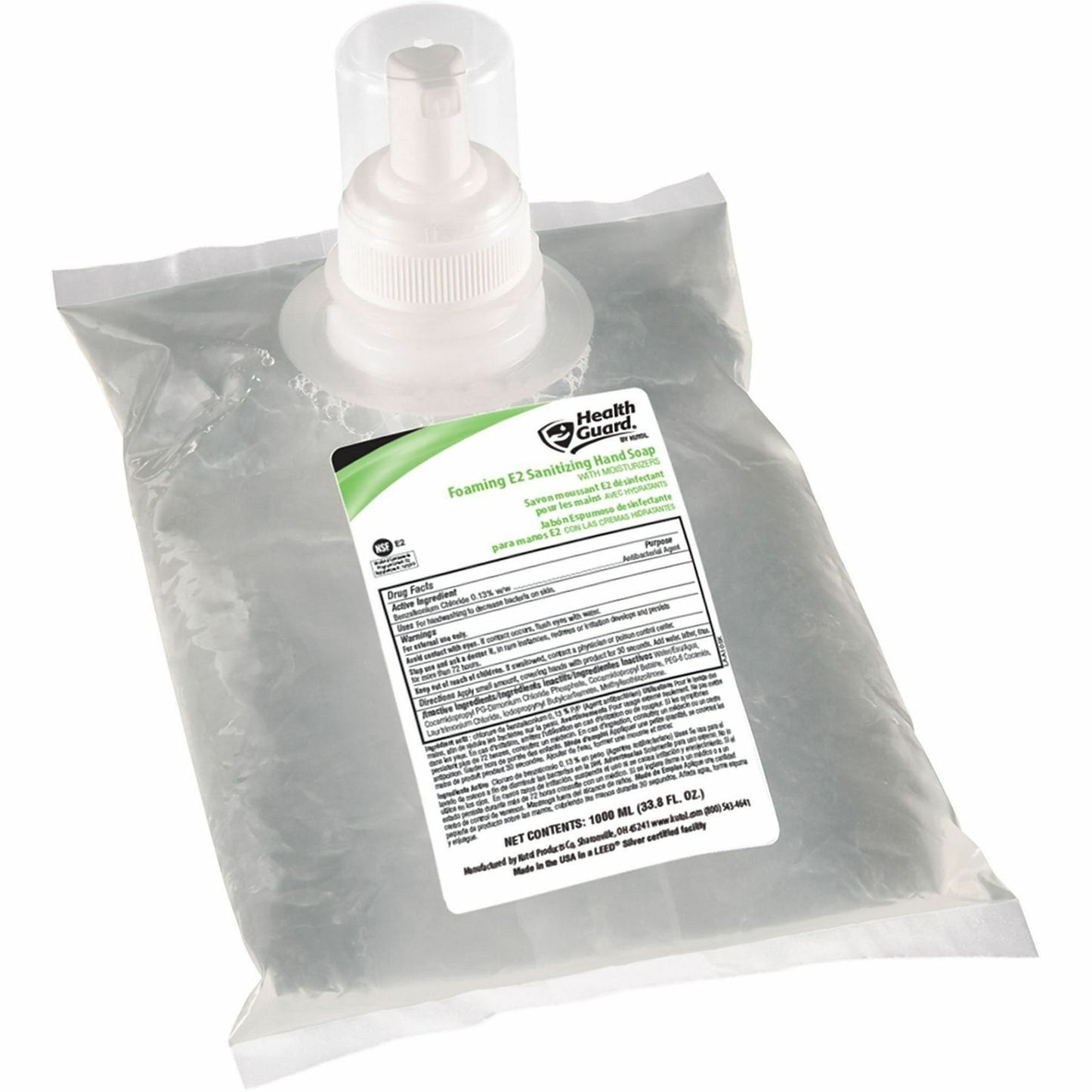 Health Guard Foaming E2 Sanitizing Hand Soap, 1.06 quart, 6/Carton (KUT68341)
